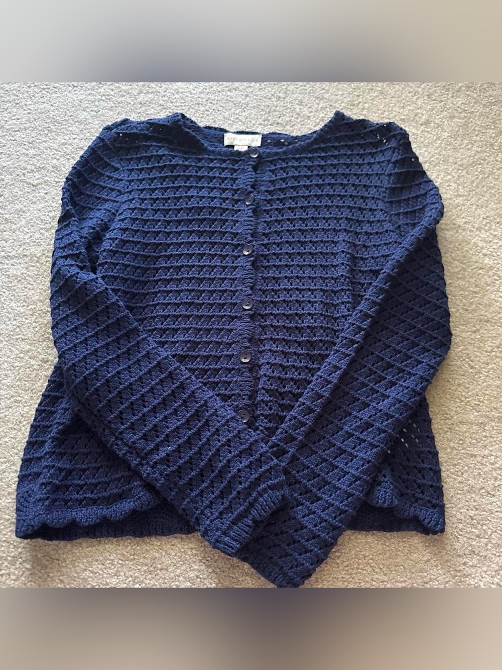 Appleseeds Navy Button Up Cardigan || Size US Petite Medium